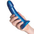 baseks Silikon-Dildo in Metallic Blau 18 cm