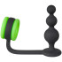 Ouch! Glow in the Dark Butt Plug mit Perlendesign und Penisring