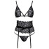 kissable schwarzer BH und Strapsen Set
