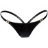 Noir Handmade Power-Wetlook-G-String mit Goldenem Verschluss