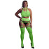 Ouch! Glow in The Dark Neongrünes Crop-Top mit Strümpfen Plus Size
