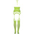 Ouch! Glow in The Dark Neongrünes Crop-Top mit Strümpfen Plus Size