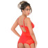 Daring Intimates Rote Spitzenkorsage mit String-Tanga