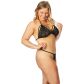 NORTIE Friia Schwarzer Triangel-BH und Schrittfreier G-String Set Plus Size