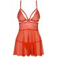 Obsessive Babydoll-Set aus rotem Netzstoff