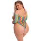 Pink Lipstick Mehrfarbiger Langarm-Body Plus Size