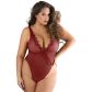 Allure Diva Leilani Offener Netz- und Wimpernspitzen-Body in Rot Plus Size