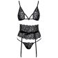 kissable schwarzer BH und Strapsen Set