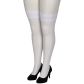 NORTIE Sage Weiße Halterlose Strümpfe mit Spitzensaum und Rücknaht in Plus Size
