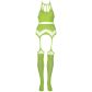 Ouch! Glow in The Dark Neongrünes Crop-Top mit Strümpfen Plus Size