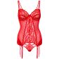 Daring Intimates Rote Spitzenkorsage mit String-Tanga