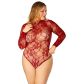 NORTIE Riga Red Lace Crotchless Bodystocking Plus Size - 28950