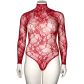 NORTIE Riga Red Lace Crotchless Bodystocking Plus Size - 28950